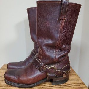 Gorgeous Vintage FRYE Boots Leather Brown Harness Motorcycle Biker SIZE 8 Womens